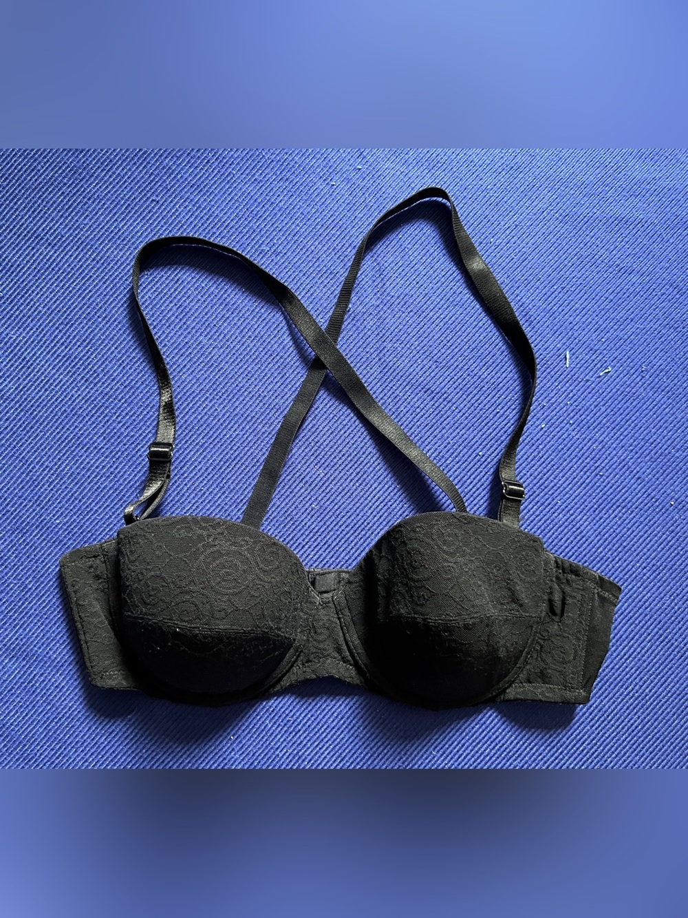 Black Lace Convertible Strapless Bra Multiway Underwire 36B EU 80B